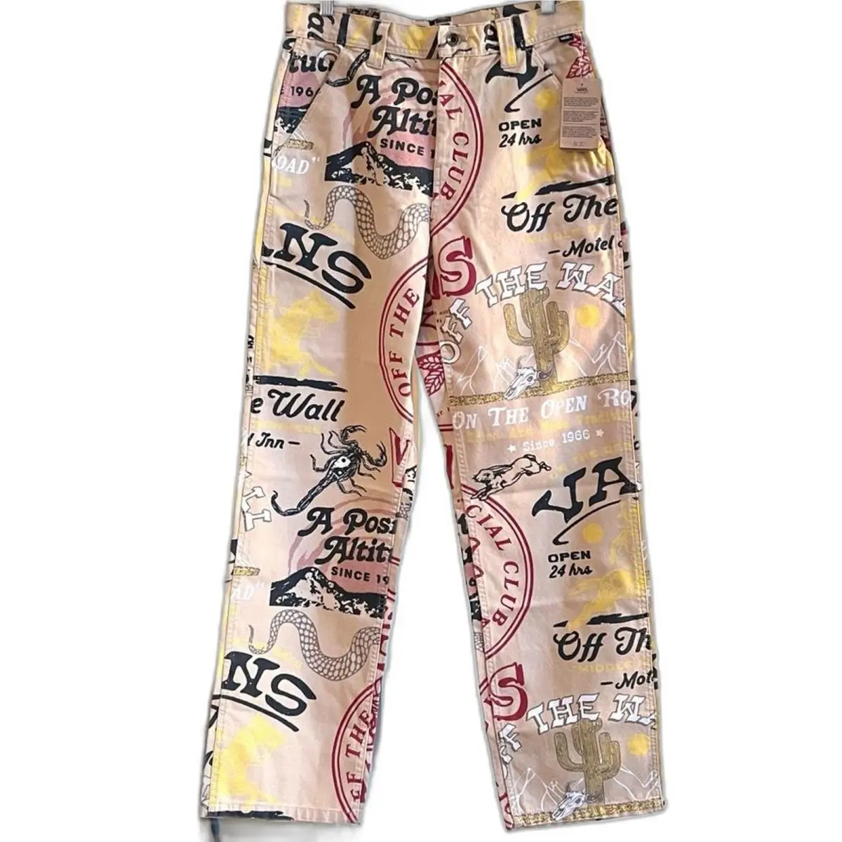 Vans Loose Fit Drill Chore Carpenter Pants All Over Print Canvas Size 30