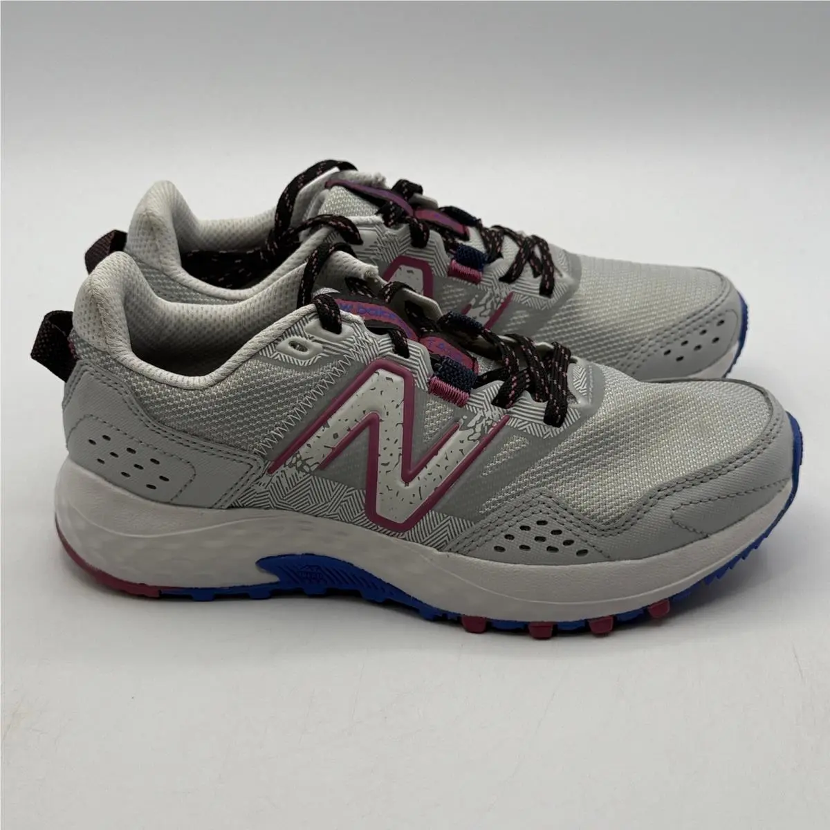 New Balance 410v8 Shoes Womens Size 6 Grey Blue Trail Running WT410LR8