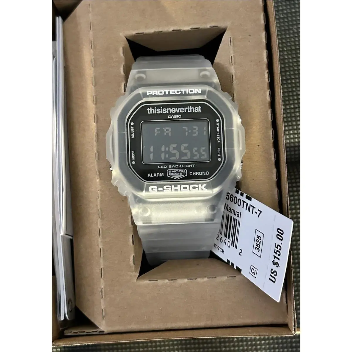 Casio G-shock x Thisisneverthat DW-5600TNT-7 Clear Watch • Ships From Usa