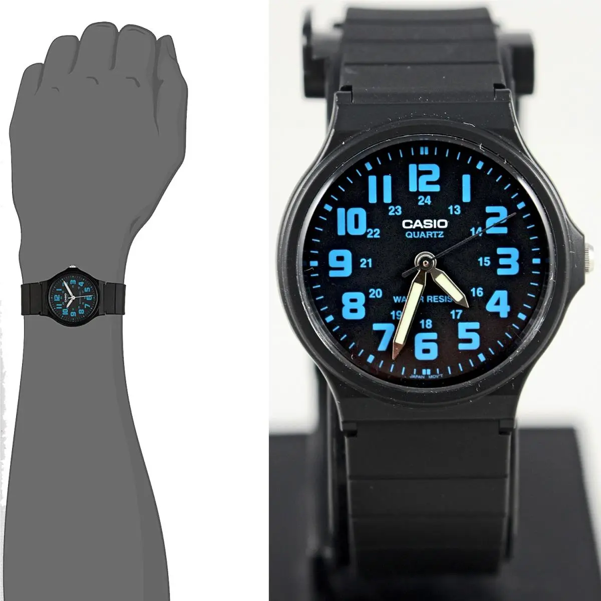 MQ-71-2B Casual Blue Watch Glow Hands Water Resistant Large Numbers by Casio