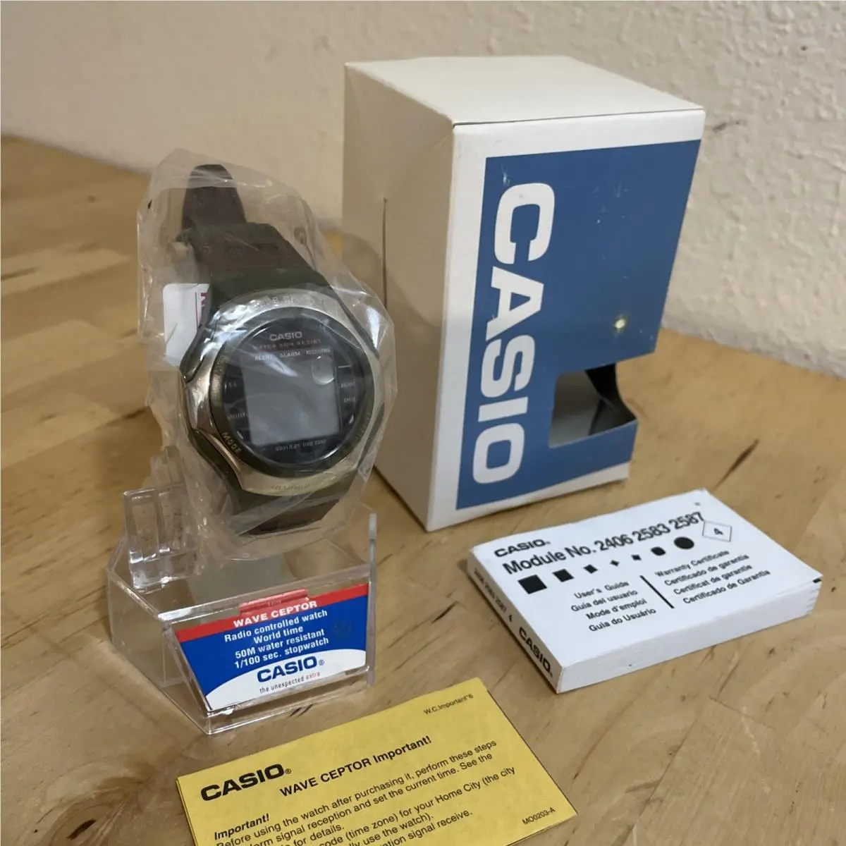Vtg Nos  Wave Ceptor WV-56HBA-1AVCF Radio-controlled Watch Japan Rare by Casio