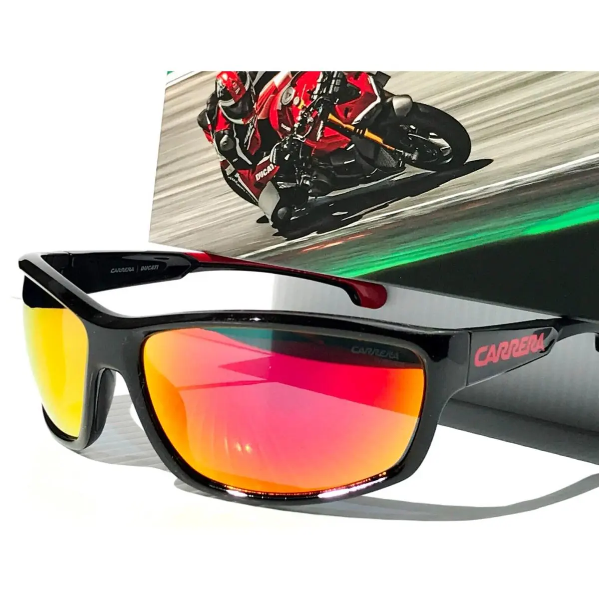 Ducati Carduc Shiny Black Frame Red Mirror Lens Sunglass 002/S 0A4UZ by Carrera