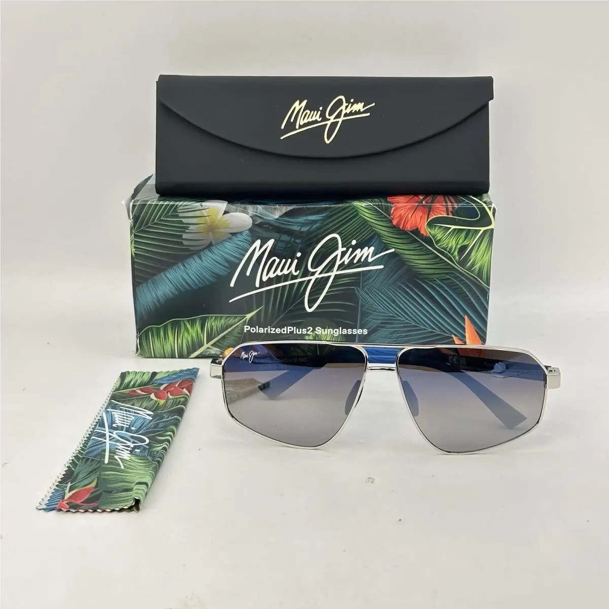 Keawawa Mens Irregular Aviator Polarized Mirror Sunglasses Silver/blue by Maui Jim