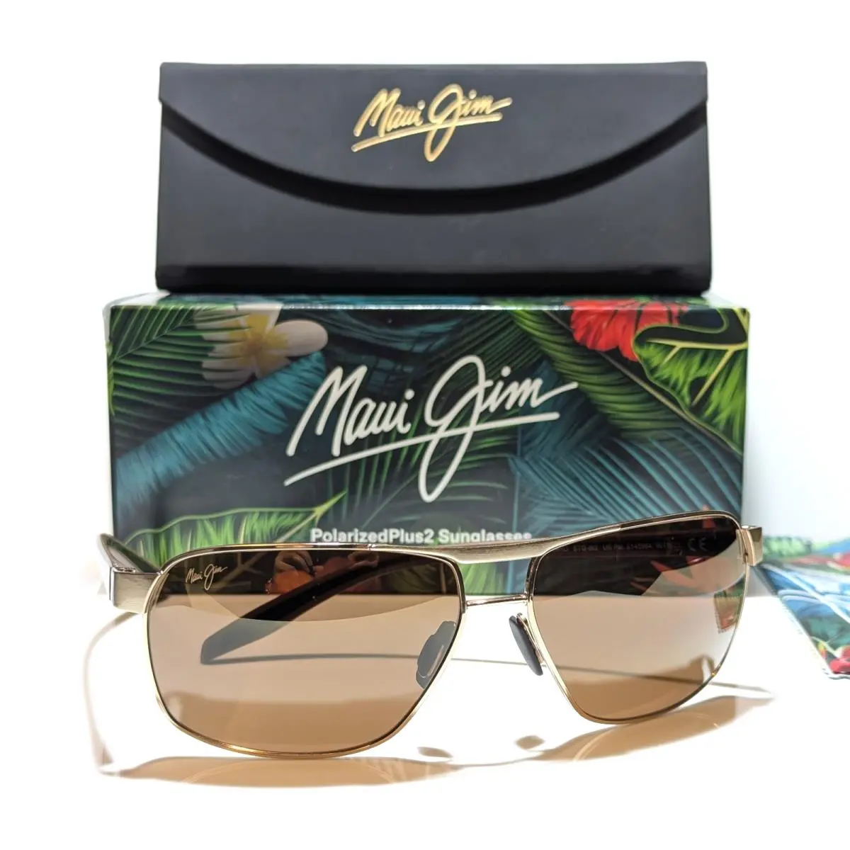 Maui Jim The Bird Gold Black Aviator Polarized Hcl Bronze Sunglasses H835-16