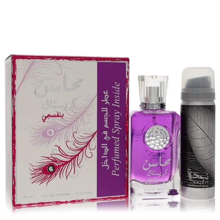 Mahasin Crystal Violet  Eau De Parfum with Deodorant by Lattafa