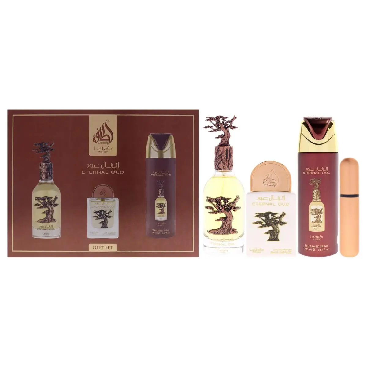 Pride - Eternal Oud  For Men - 3 Pc Gift Set 3.4oz Edp Spray by Lattafa