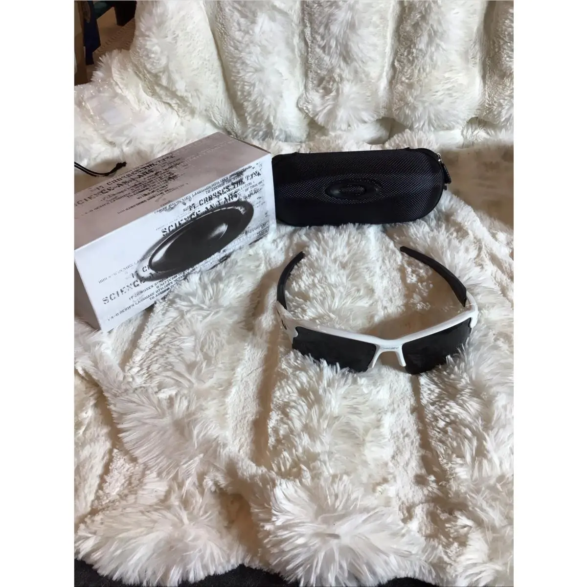Oakley Flak 2.0 White Black Sport Sunglasses Black Lenses w/ Case