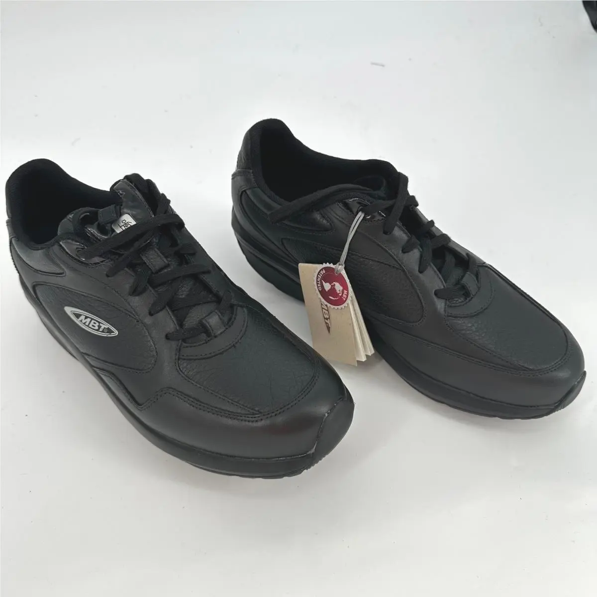 Mbt Rocker Sole Walking Shoes Men`s Size 10 Black Leather Comfort
