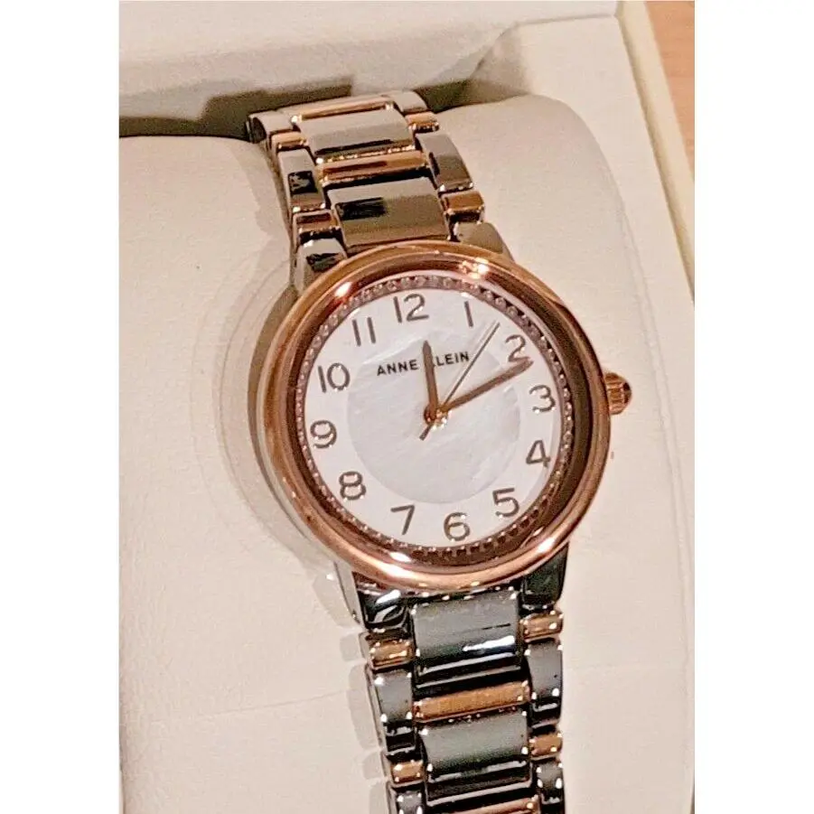 2Tone  White Mother Of Pearl Scratch Resistant Dial Lady`s Watch by Anne Klein