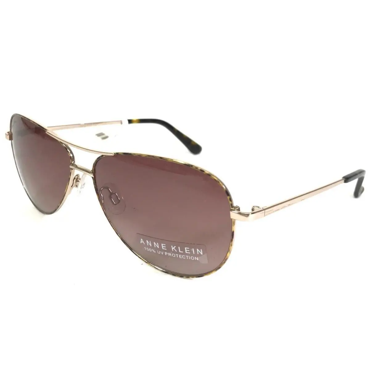Anne Klein Sunglasses AK7024 780 Rose Gold Brown Tortoise Aviators Red Lenses
