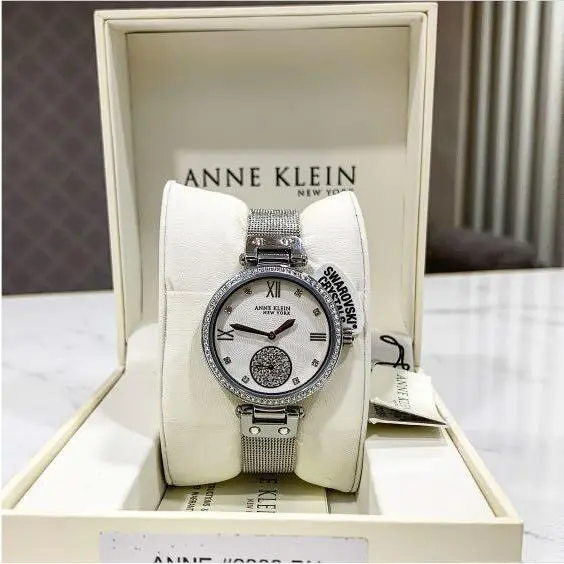 NY 12/2309svsv Women’s 35mm Silver Tone Crystal Accent Watch by Anne Klein
