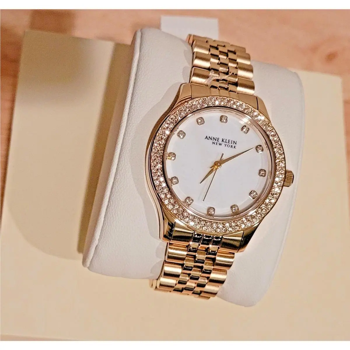 NY Gold Tone Stainless Steel Mother-of-pearl Dial Lady`s Watch by Anne Klein