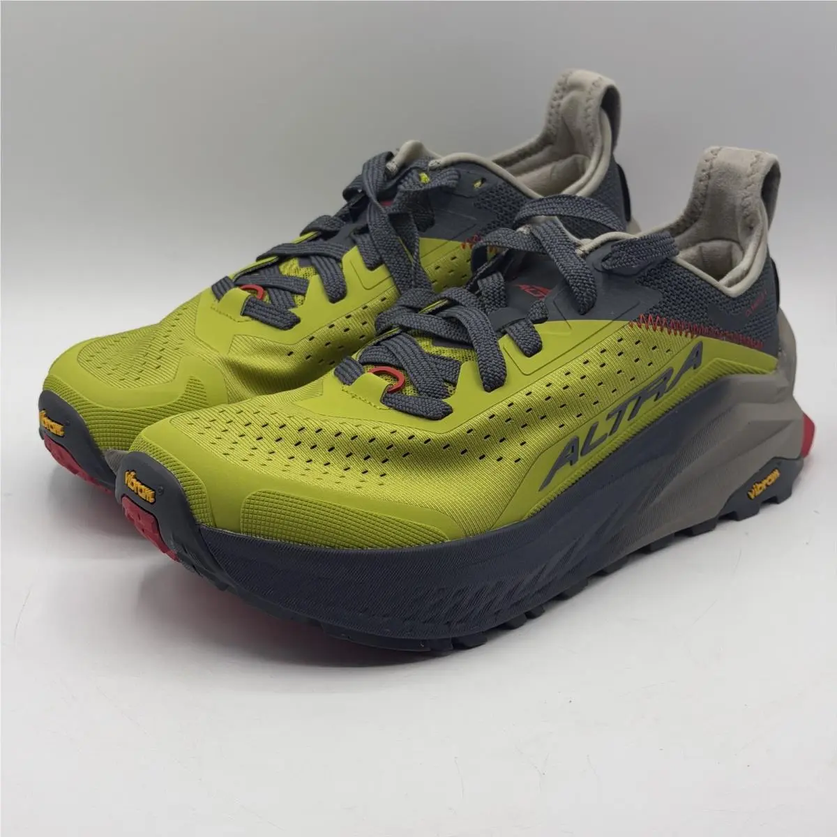 Altra Olympus 6 Men’s Size 8.5 Green Gray Trail Mesh Trail Running Vibram Shoes