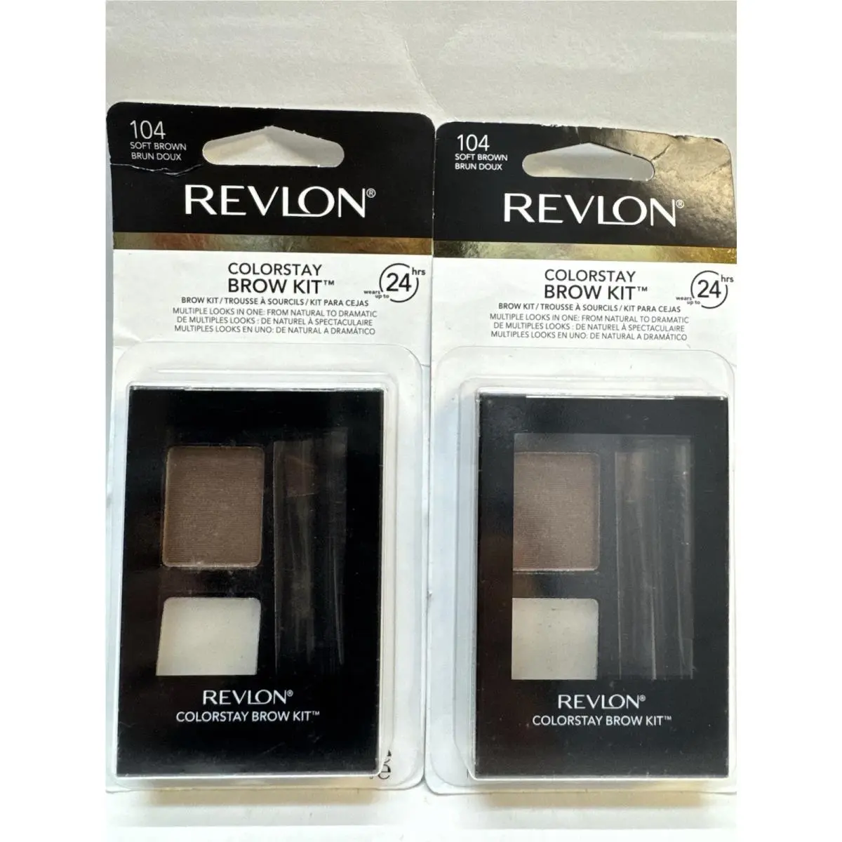 2  Colorstay Brow Kit 24hr 104 Soft Brown Creased Packaging by Revlon