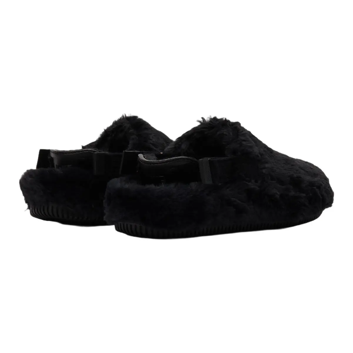 Nike shoes - NIKE Calm Furry SE Mule - Black/Black-Solar Red 1
