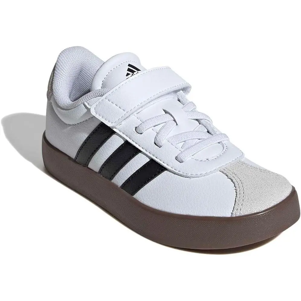 Kids` VL Court 3.0 Elastic Lace Strap Shoe Unisex by Adidas