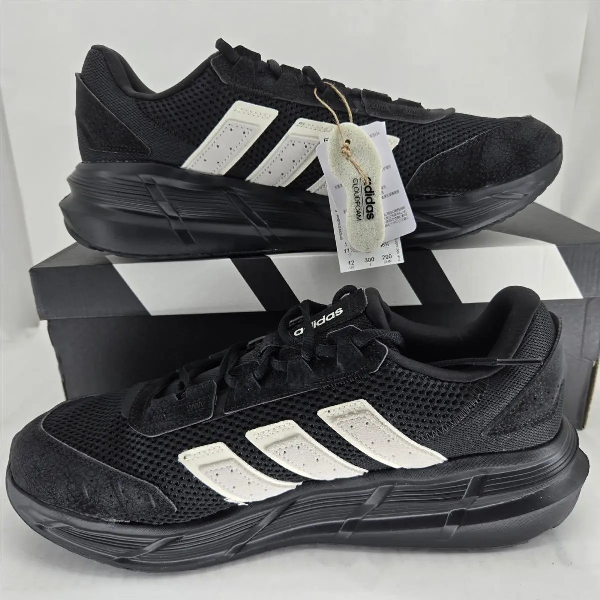 Astrastar Mens 12 Black White Cloudfoam Running Shoes JP5938 by Adidas