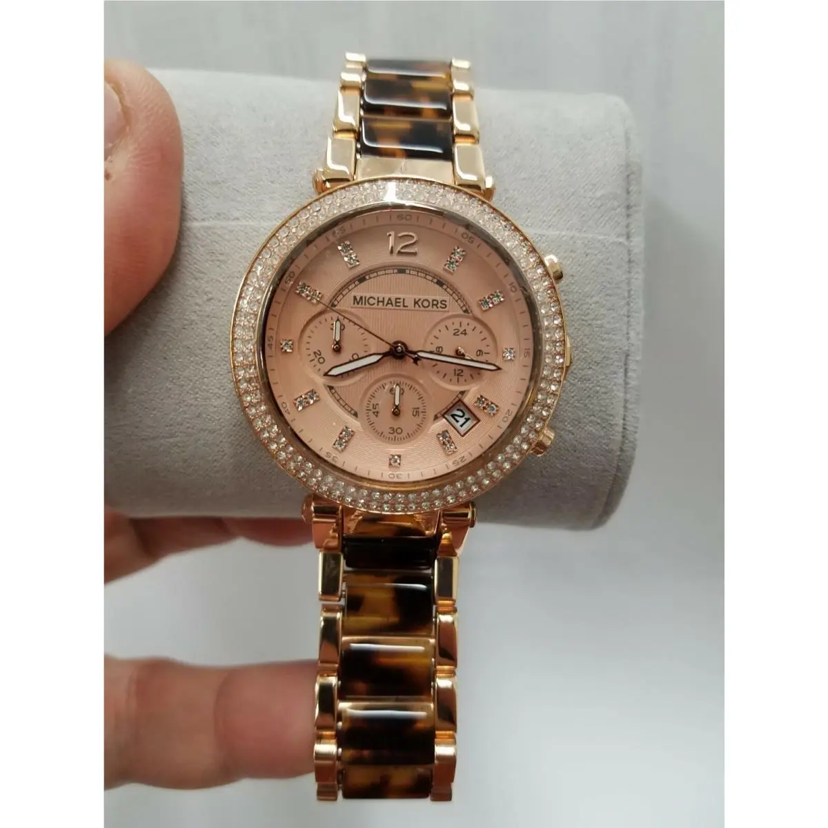 Michael Kors Chronograph Parker Rose Gold-tone Tortoise Acrylic Watch MK5538