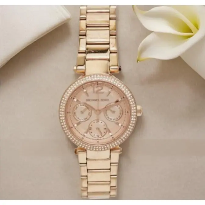 Gorgeous Michael Kors Champagne Rose Gold Plated MK 6352 33mm