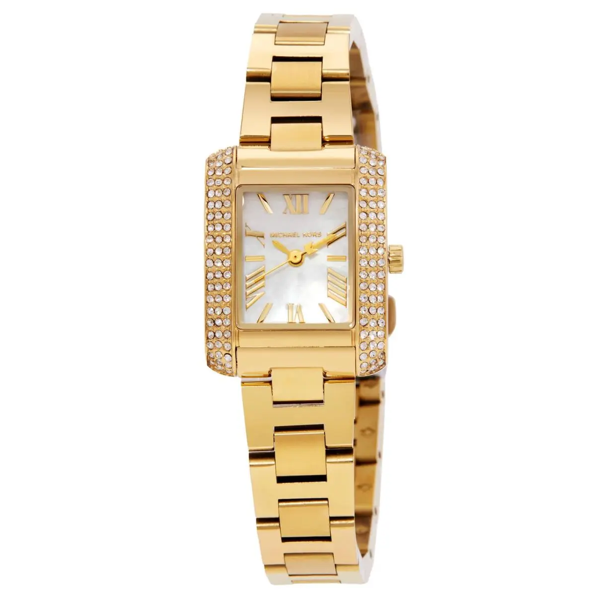 Michael Kors Emery Quartz White Mop Dial Ladies Watch MK4867 - White, Dial: White Mother of Pearl, Band: Gold-tone