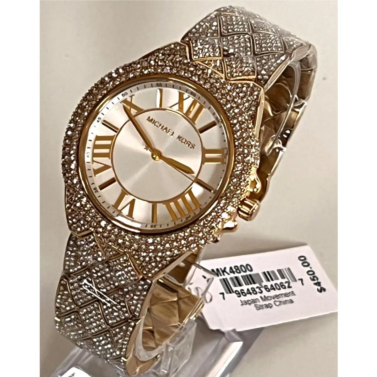 Michael Kors MK4800 Camille Gold-tone Pave Crystals Unisex Watch Bnwt/gbox
