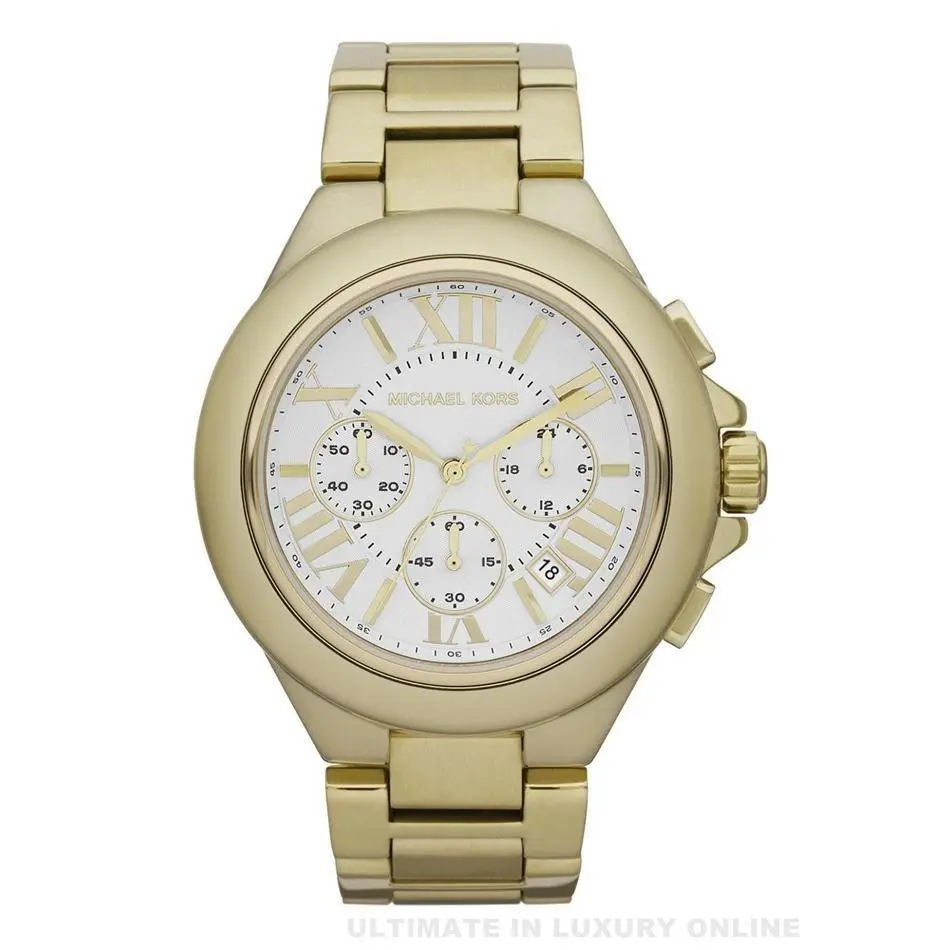Michael Kors MK5635 Ladies Gold Steel Bracelet White Face Chrono Watch