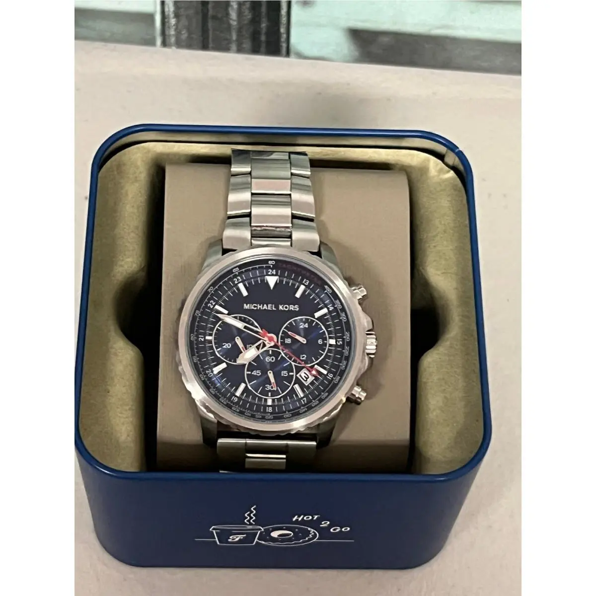 Michael Kors MK8641 Steel Chronograph Watch Navy Dial 50M Waterproof