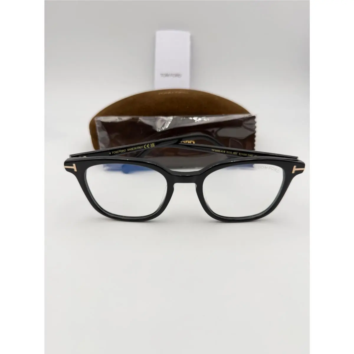 Tom Ford Eyeglasses TF 5995 K B 001 Black Gold 51 20 145 Panthos Blue Light