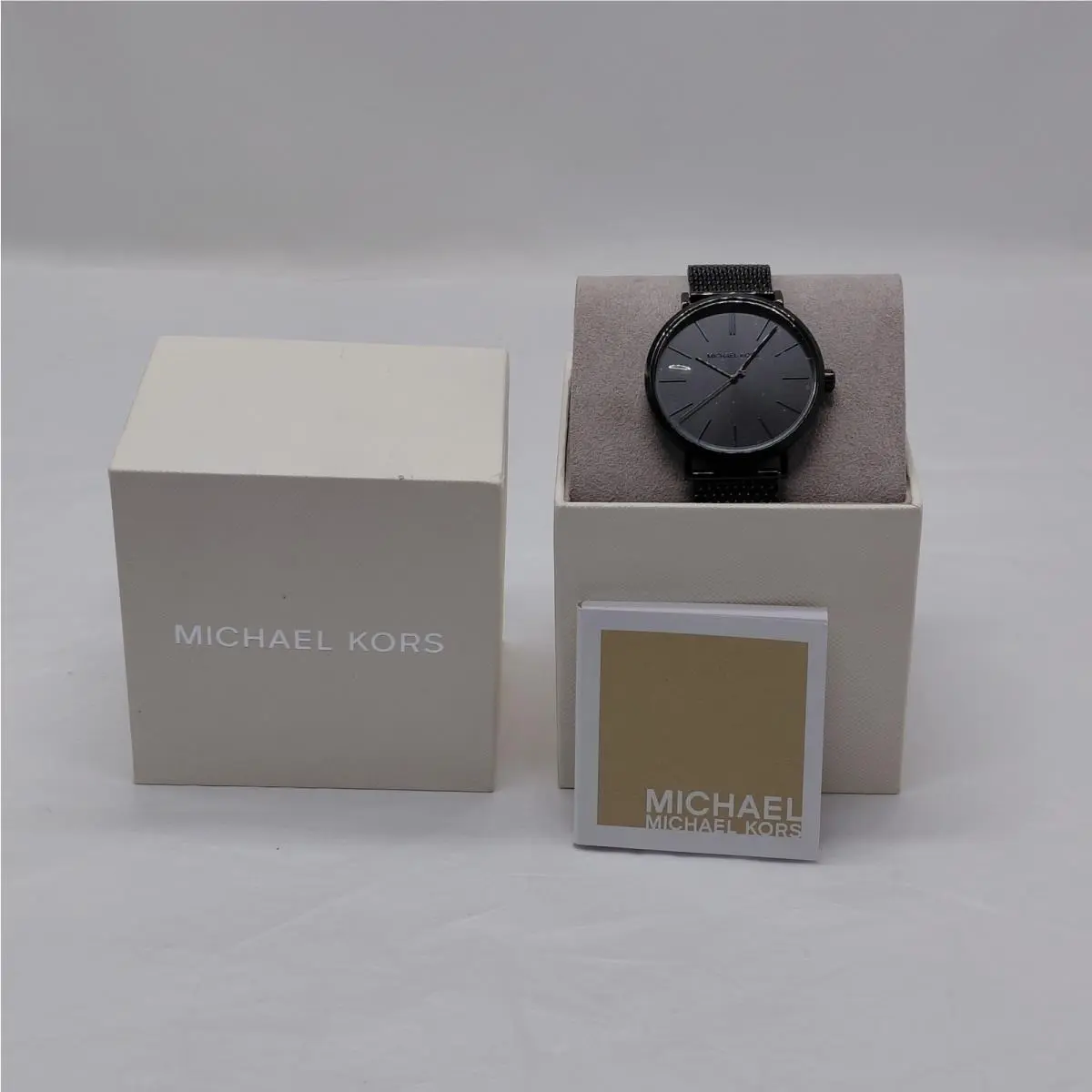 Michael Kors Mens Auden Watch Black Mesh Gift Stainless Steel 42mm