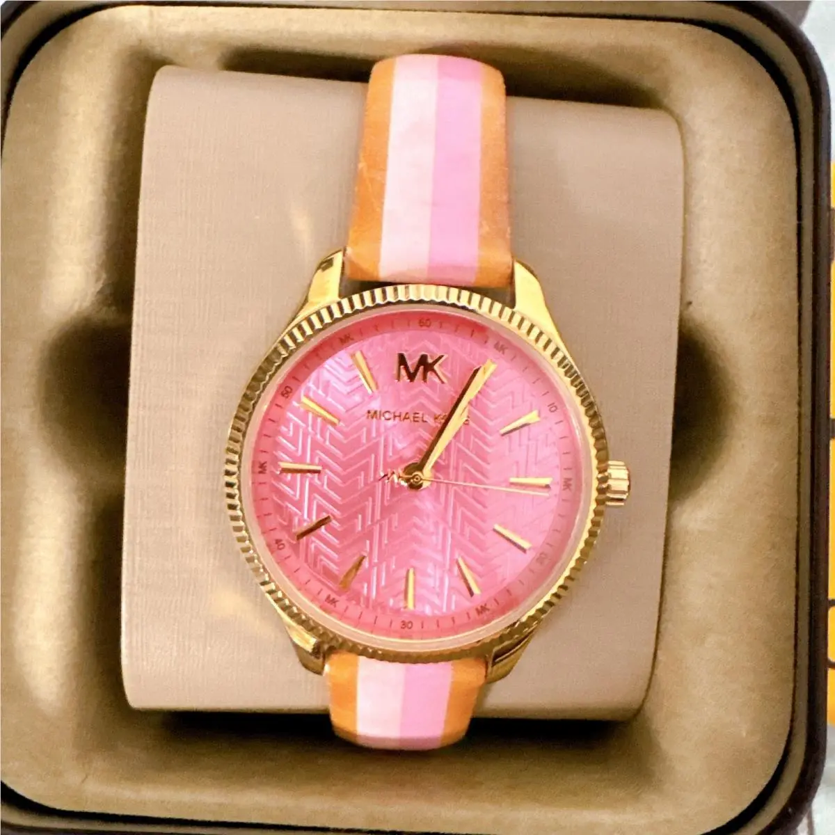 Michael Kors MK2809 Lexington Gold-tone and Striped Leather Watch