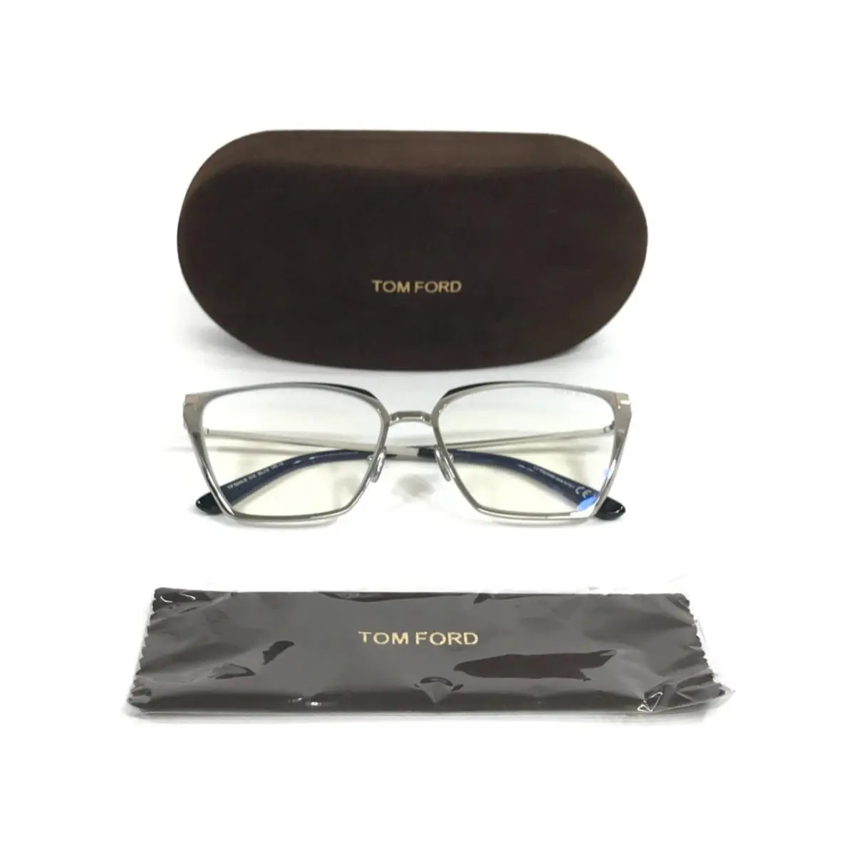 Tom Ford Eyeglasses Frames TF5945-B 016 Silver Butterfly Full Rim 56-16-140