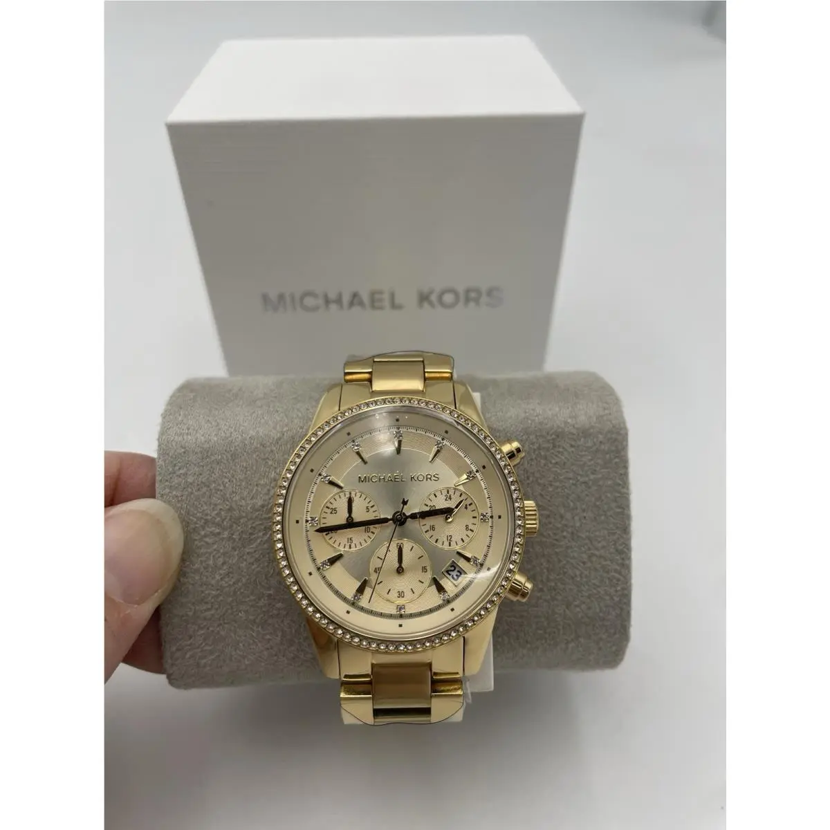 Michael Kors Gold Pave Women`s Watch Wren Stainless Steel and Pave Crystal Watch