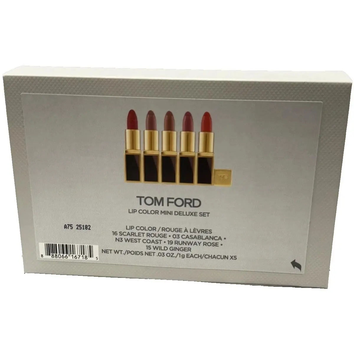Lip Color Mini Deluxe Lipstick 5pc Set 1g/.03 oz Ea. 16 03 N3 19 by Tom Ford