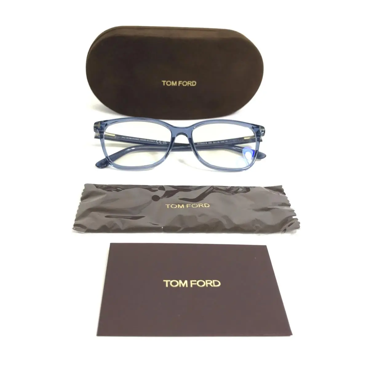 Tom Ford Eyeglasses Frames TF5842-B 090 Blue Crystal Palladium Cat Eye 54-15-140