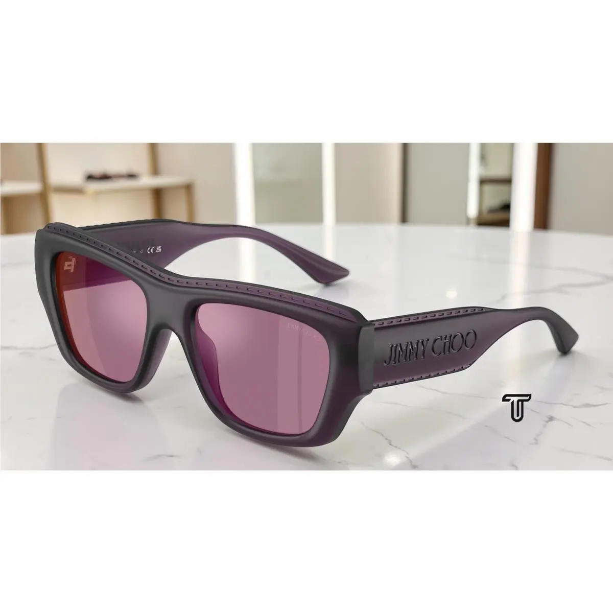 JC6003U 5092LB Transp Prune Violet Mirror Pink 54mm Womens Sunglasses by Jimmy Choo