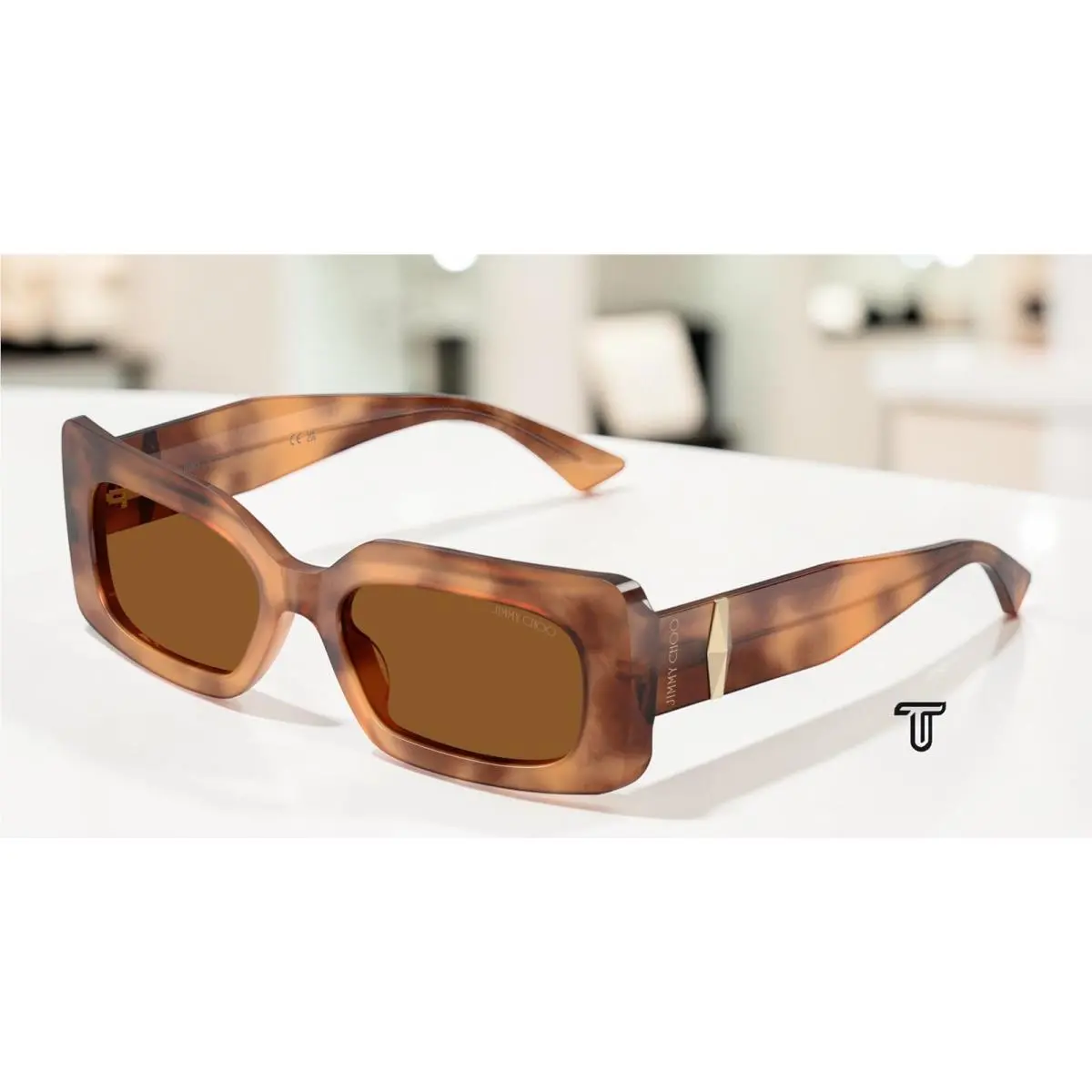 JC5067 509673 Tan Havana Dark Brown 53 mm Women`s Sunglasses by Jimmy Choo
