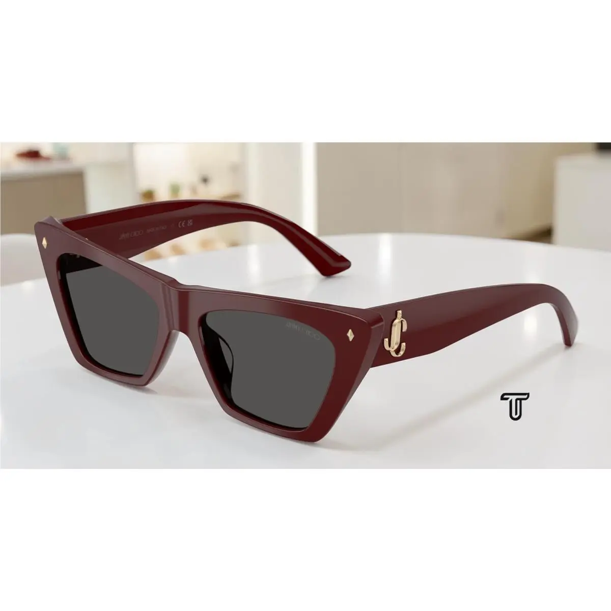 JC5062U 505787 Cranberry Dark Grey 53 mm Women`s Sunglasses by Jimmy Choo