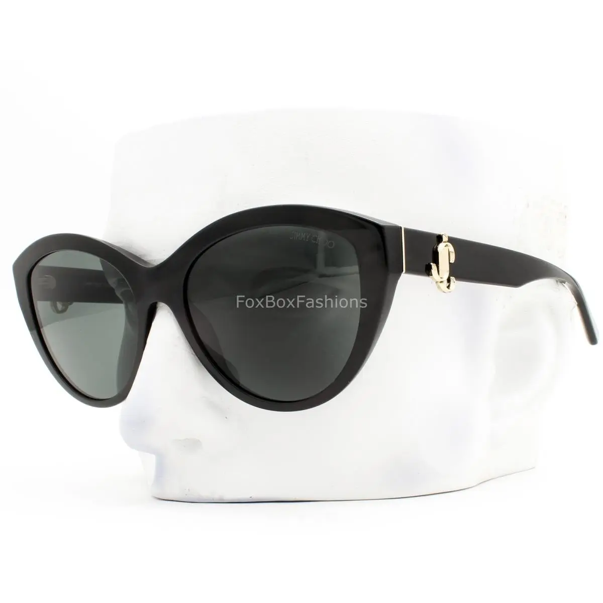 Sunglasses Glasses Shiny Black Pale Gold Logo JC 5007 5000/87 W/case by Jimmy Choo
