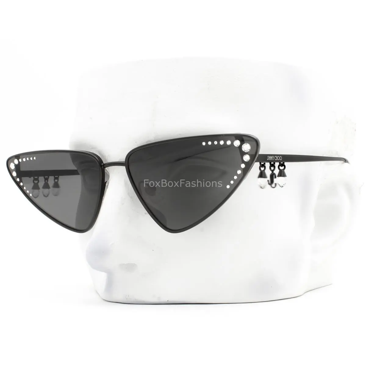 Jimmy Choo Sunglasses Glasses Shiny Black Clear Charms JC4001B 3000/87 with Case