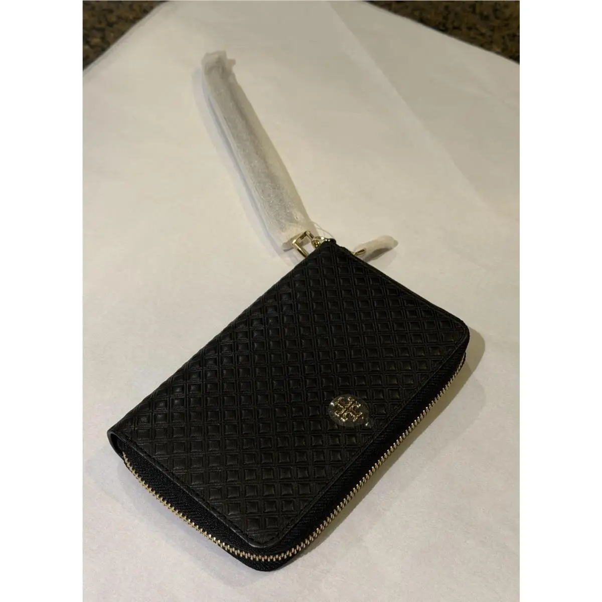 Marion Embossed Smartphone Wristlet - Black - 30591 by Tory Burch