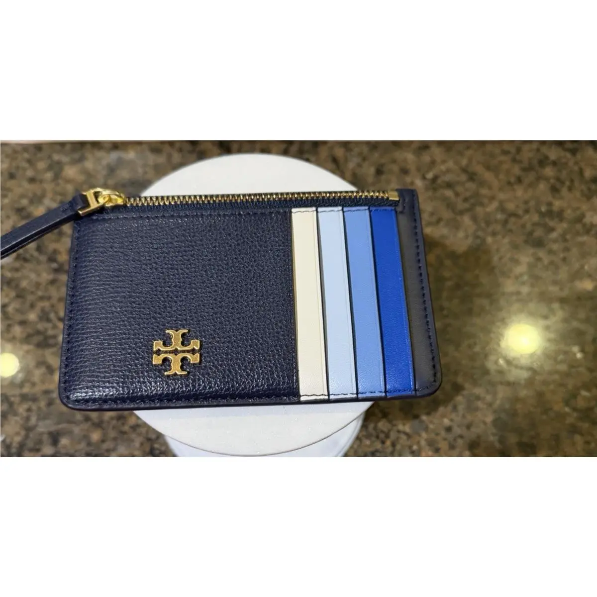 Perry Color Block Leather Top Zip Card Case - Nwot by Tory Burch