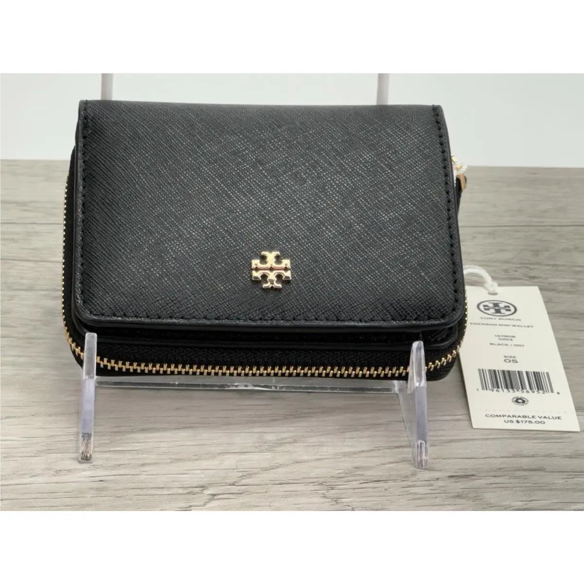 Tory Burch Emerson Mini Saffiano Leather Wallet in Black 147606