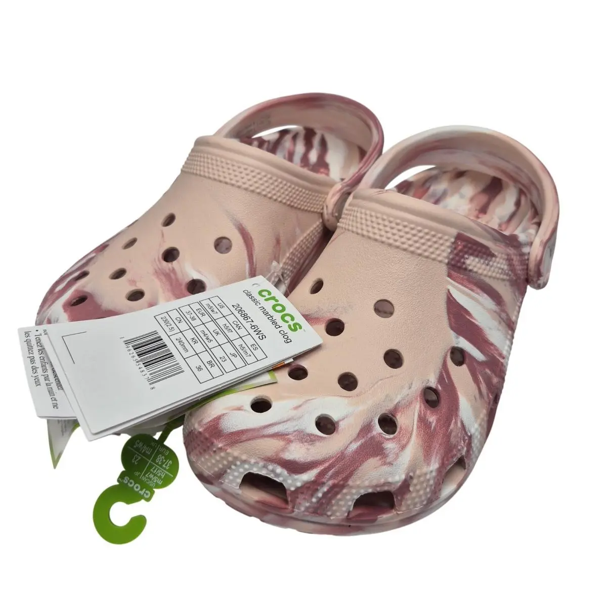 Crocs Classic Marbled Clogs Quartz Pink Women`s Size 7 Shoes 206867-6WS