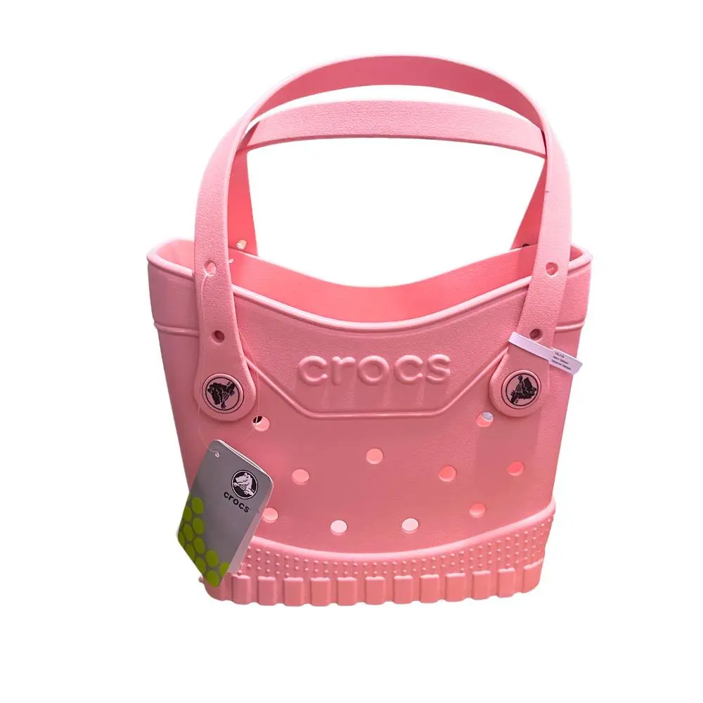 Crocs Classic Small Tote Bag Powder Pink w/ Jibbitz Holes Lightweight Durable - Exterior: Powder Pink