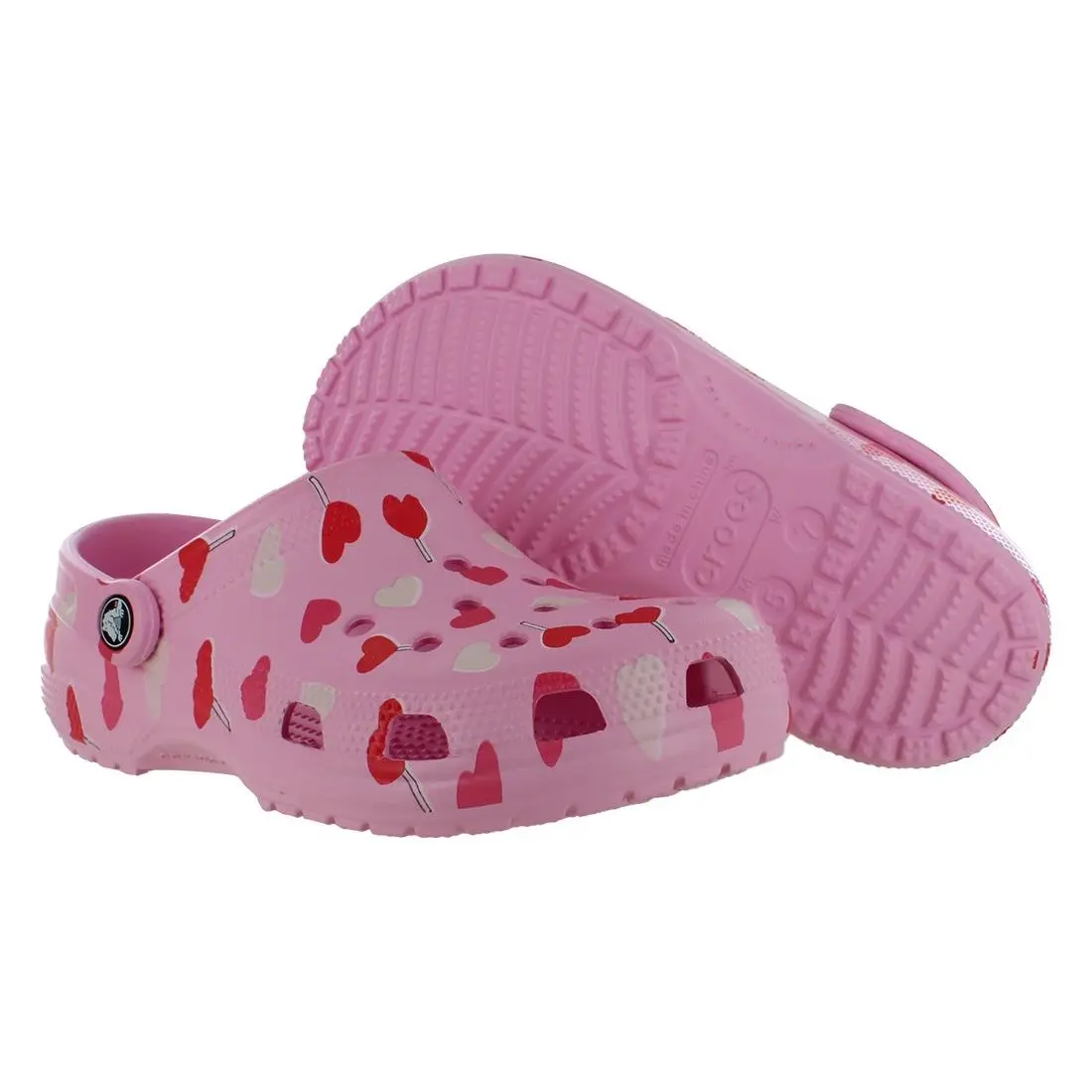 Crocs Classic Valentine`s Day Clog Unisex Shoes Size 6 Color: Pink/white