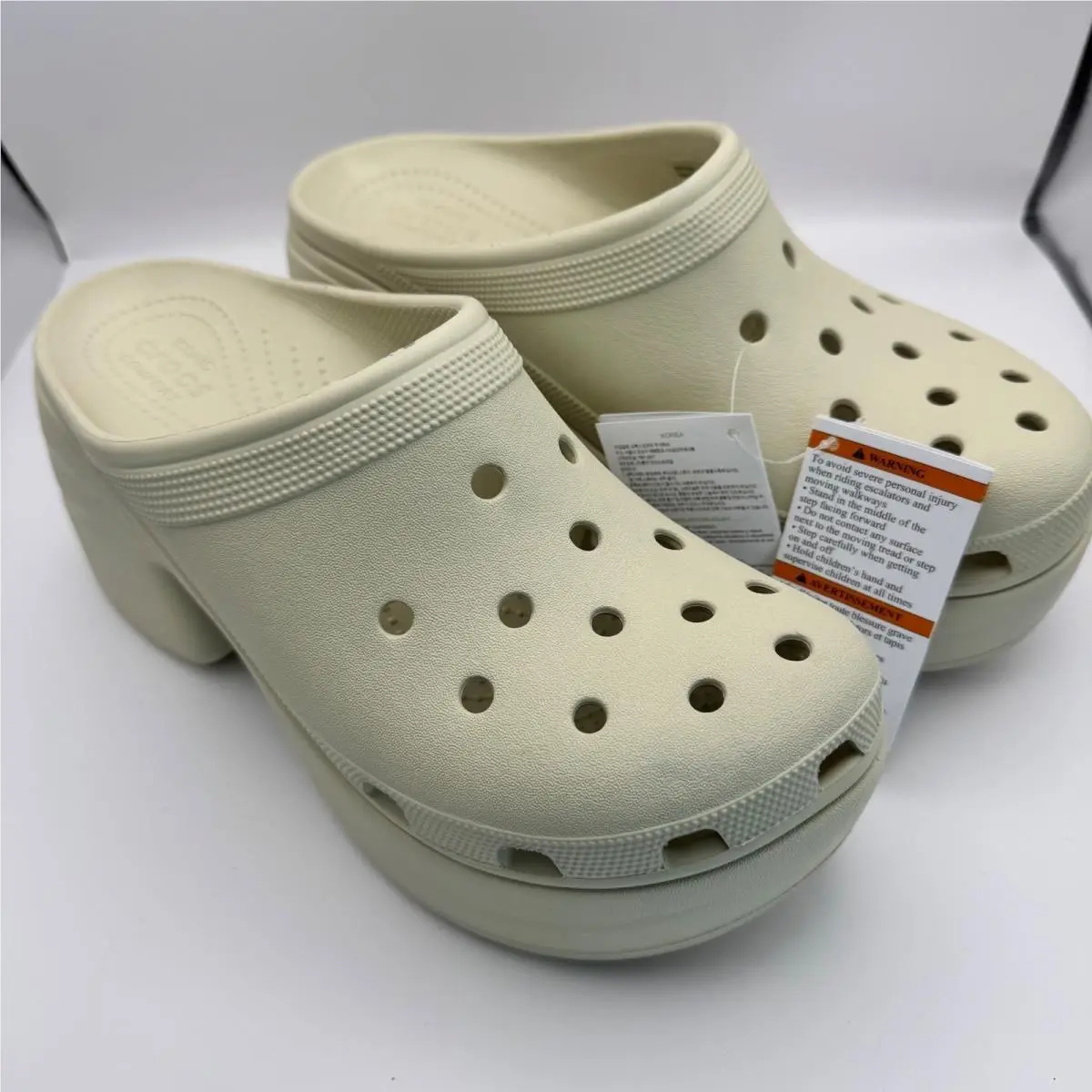 Crocs Classic Platform Women Heel Clogs Tan Beige Women Size 12