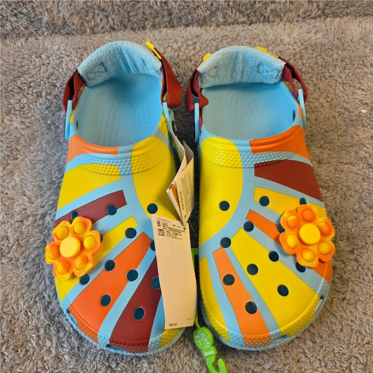 Crocs Classic Sensory Friendly Terry Strap Pop Flower Clogs Mens 13 EU 48