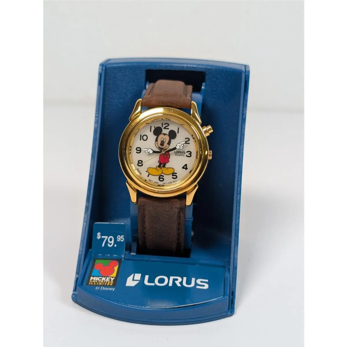 Vtg Nos  Men`s Watch Mickey Mouse 33mm Band Battery V671-6050 by Lorus