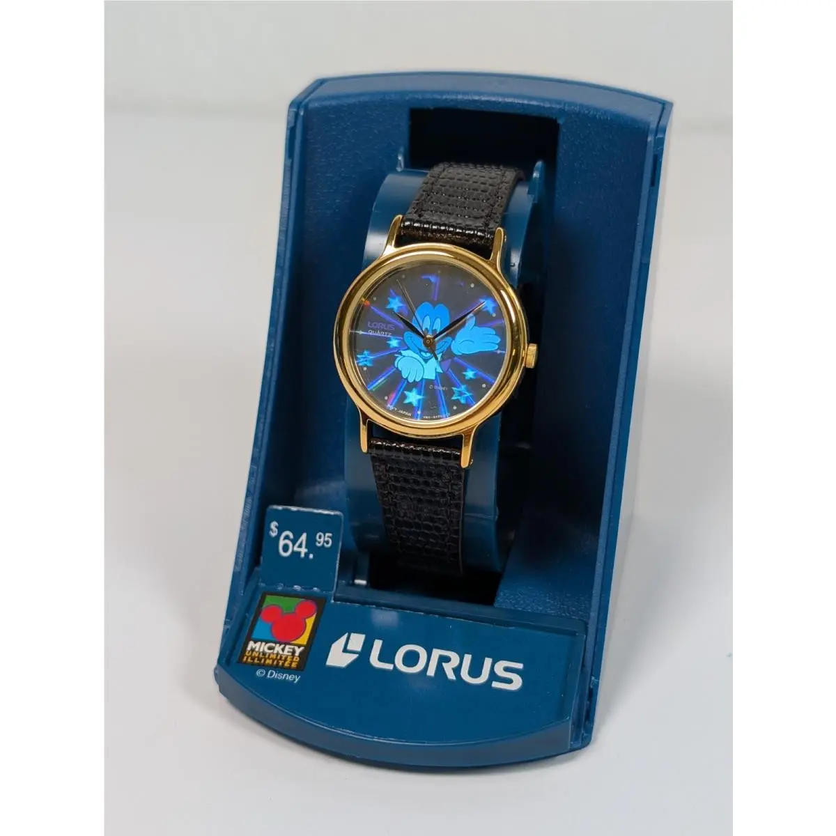 Vtg Nos  Mickey Mouse Watch Holo Dial 29mm V811-1130 Nos Battery by Lorus