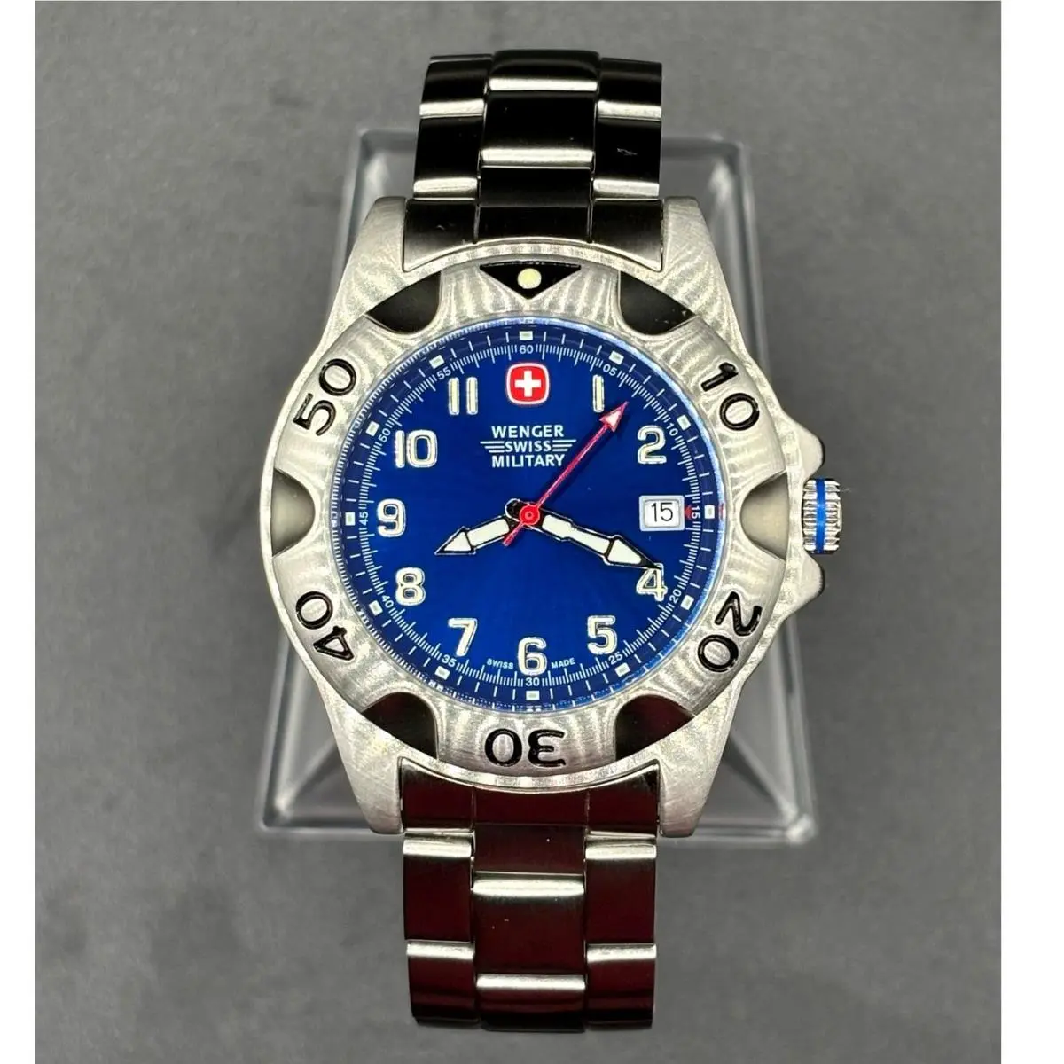 79958 Swiss Military Blue Dial Stainless Steel 100M Men`s Watch Nos by Wenger